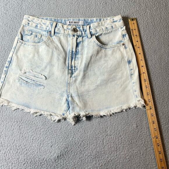 Blue Savvy Shorts Womens 7/28 Blue Distressed Light Wash Cutoff Shorts - Picture 4 of 8